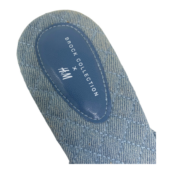 Brock Collection x H&M Sz EU 41 US 9.5 Light Wash Denim Pointed Flats Mules - Picture 5 of 8